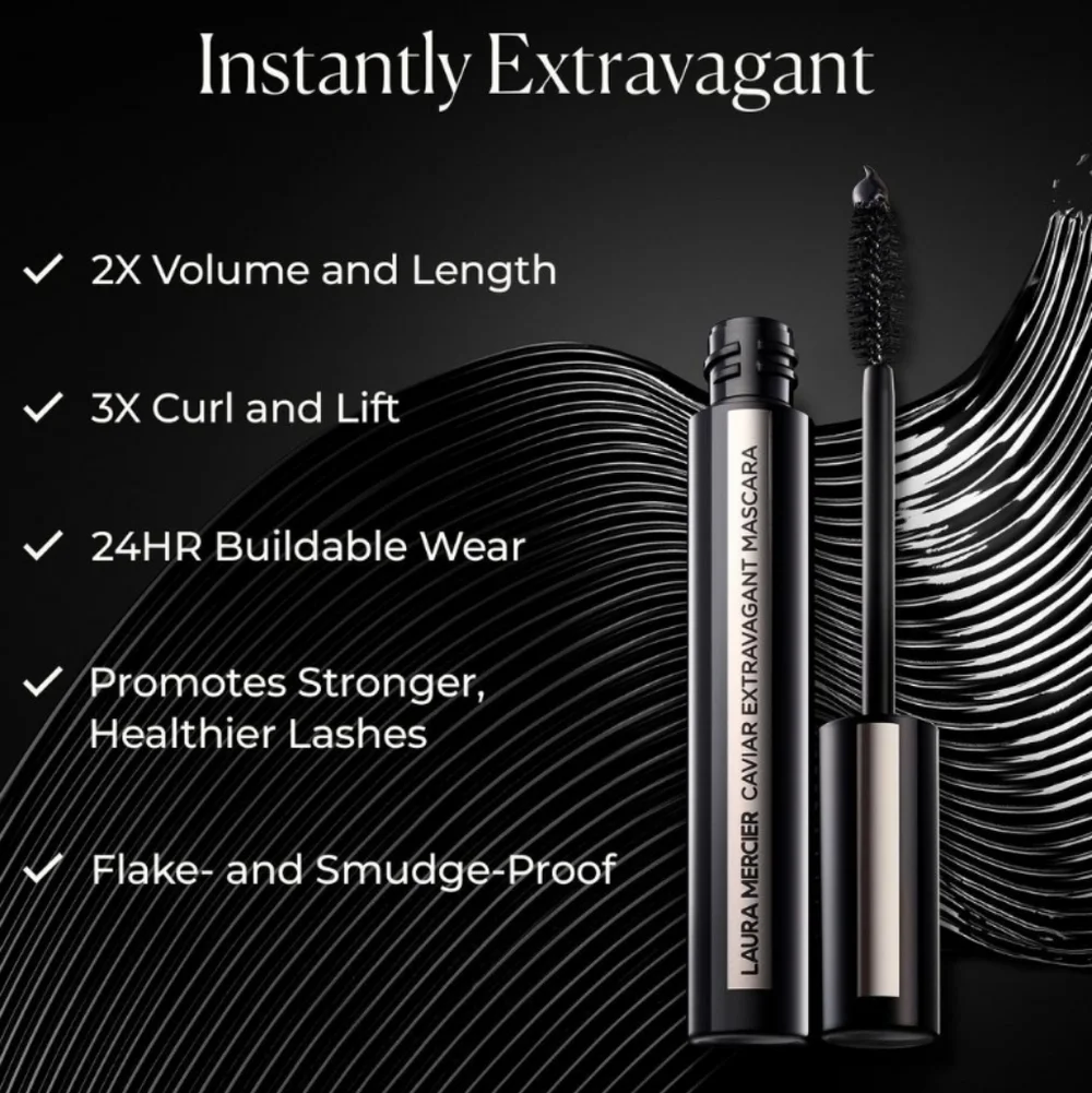 Laura Mercier Caviar Extravagant Mascara: Black, 4.5ml (Travel Size), NIB
